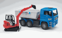 02746 MAN Tipping container truck with Schaeff mini excavator
