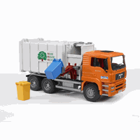 Bruder toys man side loading garbage truck orange sales