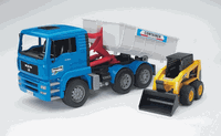 02745 MAN Tipping container truck with CAT skid steer loader