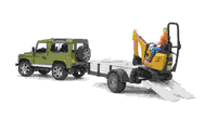 02593 Land Rover Defender with trailer, JCB Micro Exc. and worker