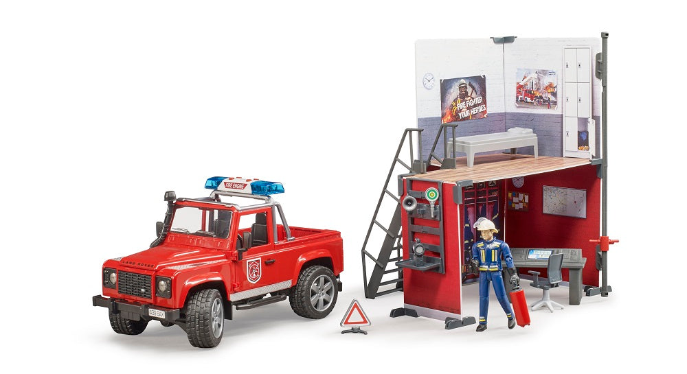 62701 Bworld Fire Station w/ Land Rover Defender
