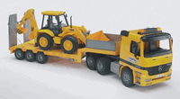 02655 MB Actros low loader truck w. JCB 4CX Backhoe loader