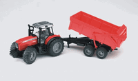 02045 Massey Ferguson 7480 with tipping trailer