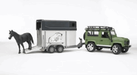 02592 Land Rover Defender Station Wagon w Horse Trailer & horse